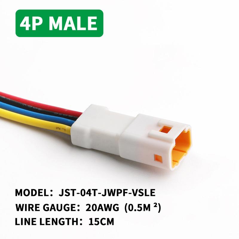 5/20/100sets Waterproof Jst Connector 2p/3p/4p/6p/8p Connector Plug Socket With 20awg/0.5m ² Wire Harness 02t/02r/03t/03r