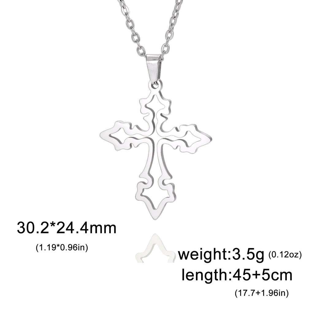 Cut Titanium Steel Hollow Cross Pendant Necklace Hip Hop Trendy Unisex Jewelry Accessory