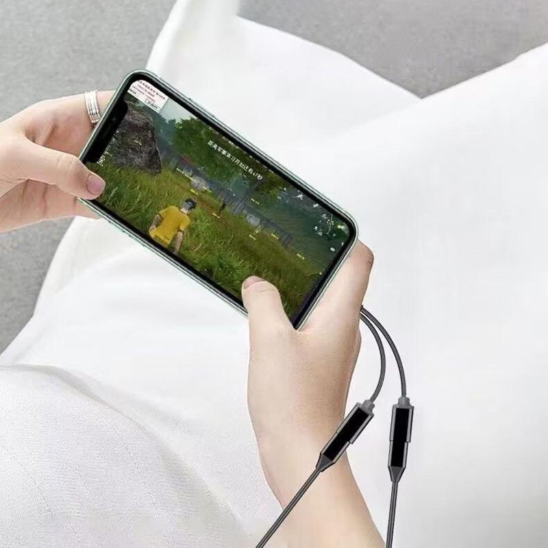 Audio Cable Charging 2 In 1 For Iphone14 13 12 11 Pro Max X 8 Accesorios Charging Cable Headphone Audio Aux Adapter Charger