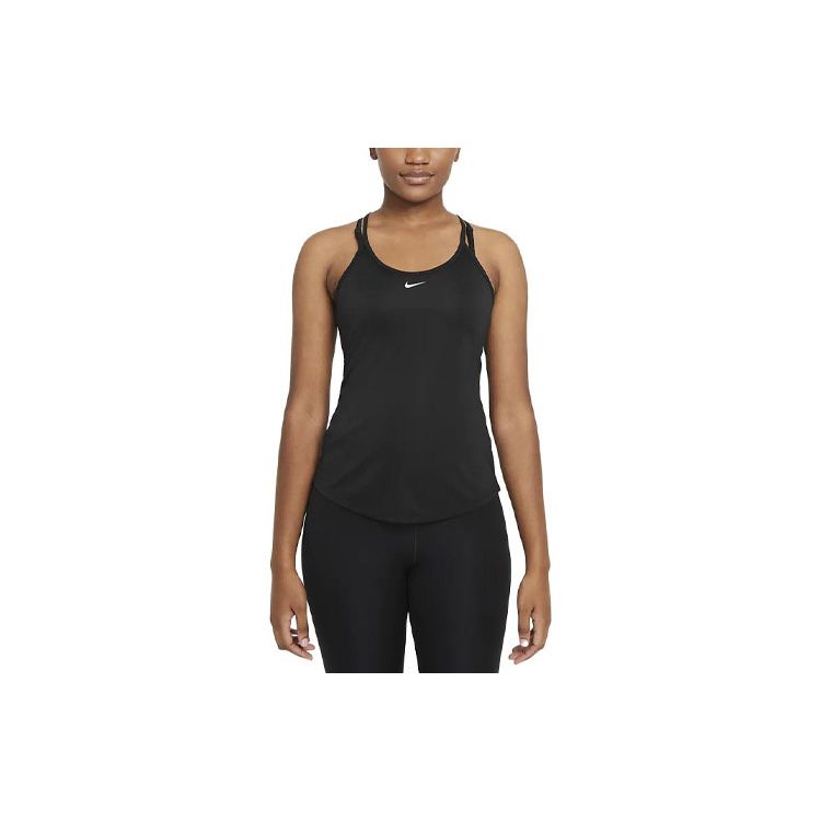 

Nike Dri-FIT One Elastika Solid Logo Round Neck Свободная майка для женщин, топы черного цвета DD4941-010 S