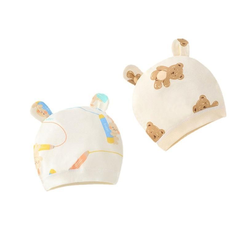 Lovely Newborn Hospital Hat Preemie Boys Girls Beanie Solid with Animal Pattern Infant Baby Hats for Spring Autumn Gift
