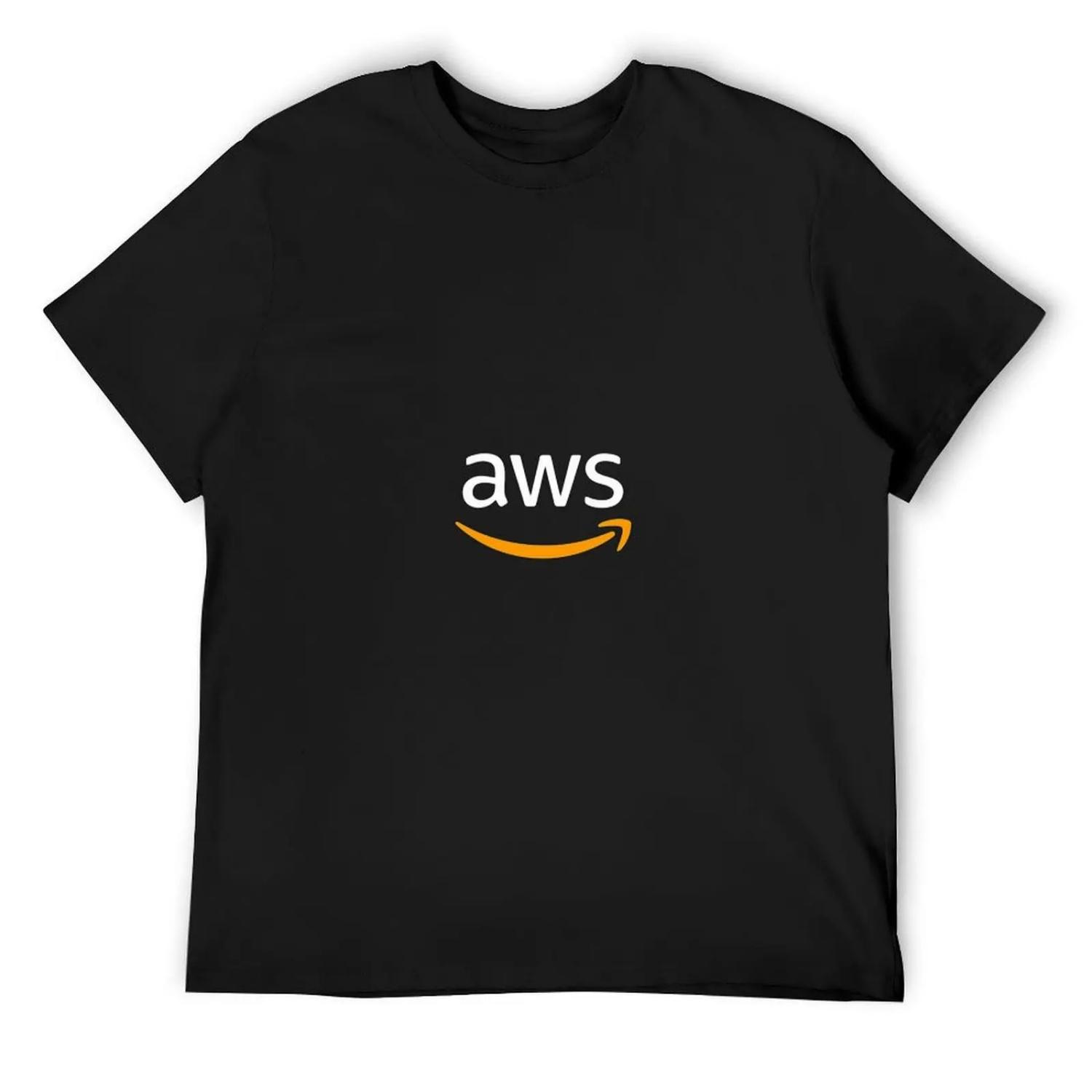 Копия AWS - Amazon Web Services - футболка Базовая футболка быстросохнущие футболки персонализированные винтажные футболки с графическим принтом мужские S чёрный