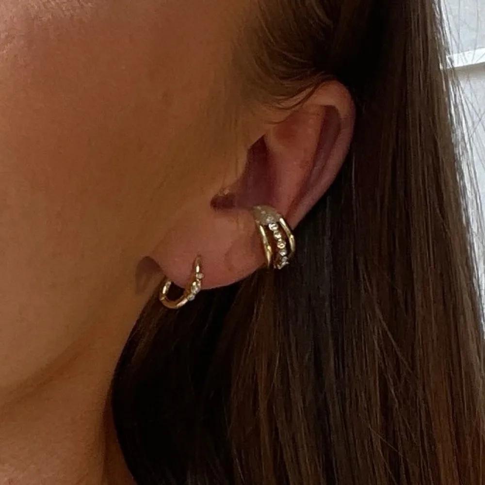 3pair/set Minimalist C-shape Earclips Shining CZ Zircon Small Circle Round Hoop Earrings for Women Girls Stainless Steel Jewelry
