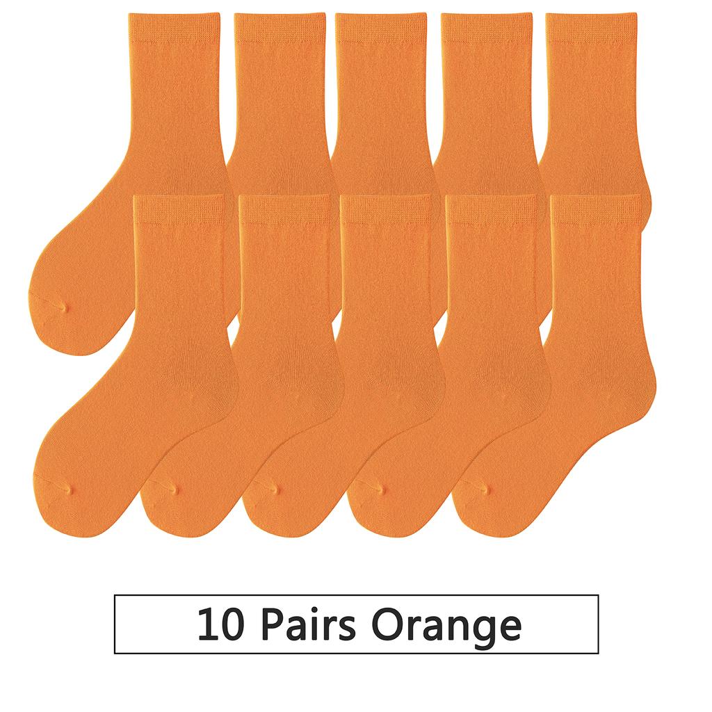 10 Pairs/Lot New Woman Cotton Socks Men Sock Solid Color Autumn Spring For Female's Soft Breathable Colorful Girl