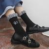 European Goods West Highland Socks Blue Plaid Lace Puppy Embroidery Mid-Leg Socks Personality Trend Wear Piles Of Socks Cotton