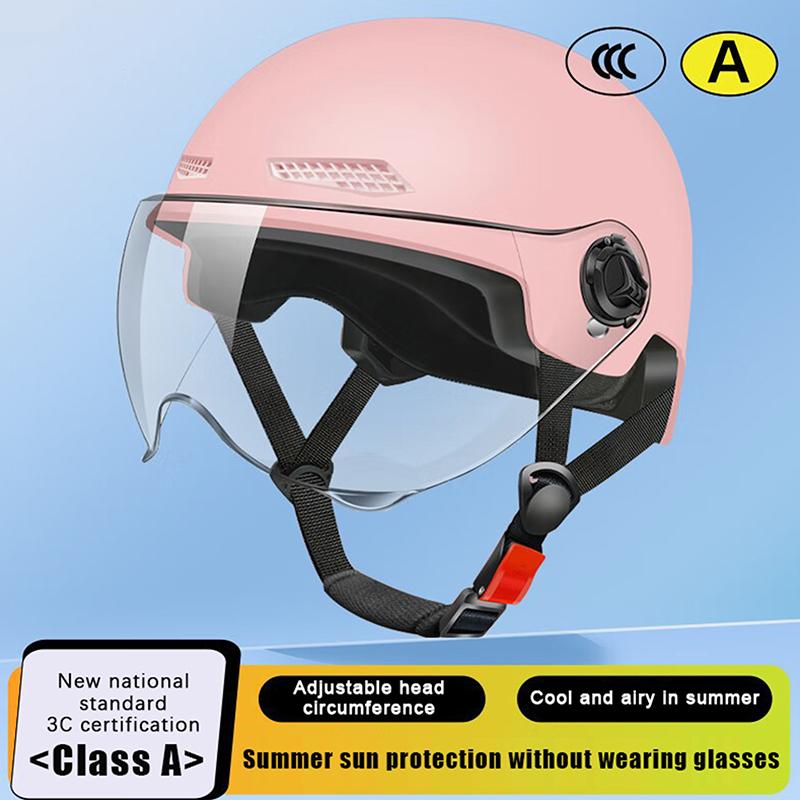 1 Piece 3C Certified Men'S And Women'S Adult Cartoon Electric Bicycle Motorcycle Half Helmet With Goggles Bicycle Safety Helmet