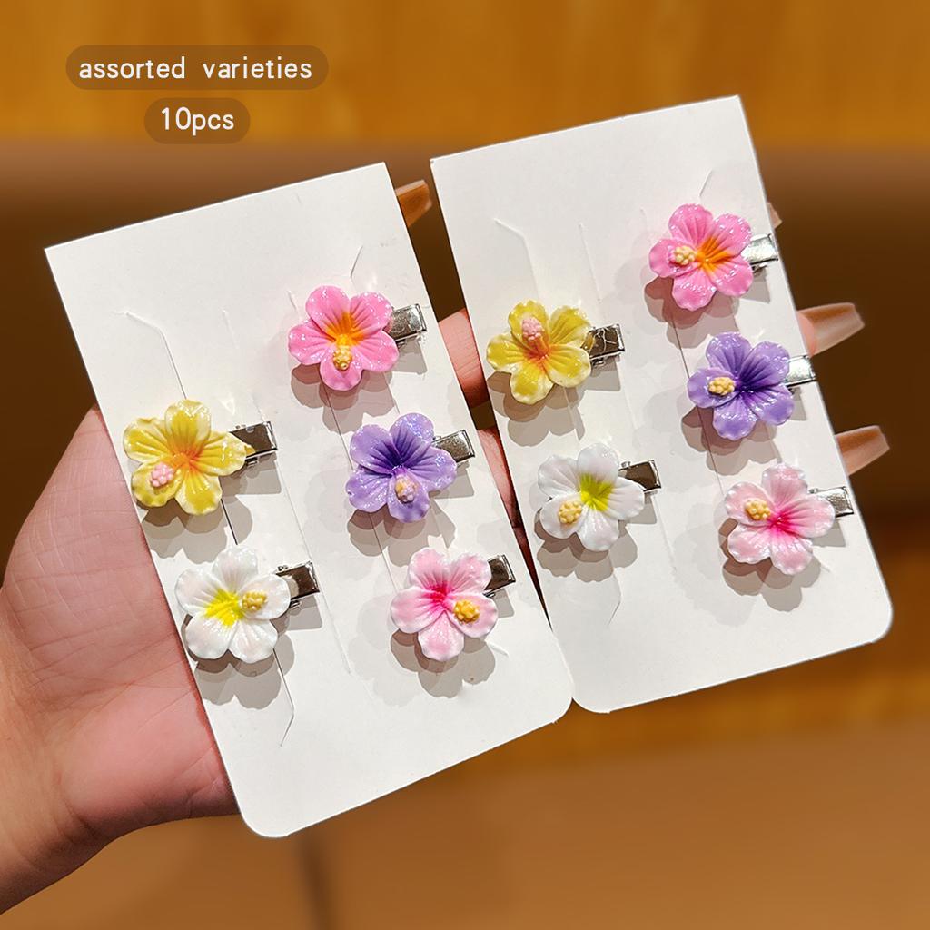 10 barevných náhodných sladkých květinových sponek do vlasů vhodných pro každodenní nošení jako vlasové doplňky