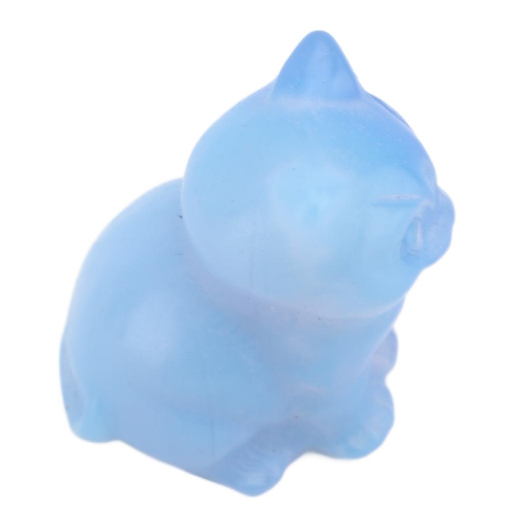 Cat Figurine Crystal Stone Carved Statue Cute Ornament for Home and Office Desk Decoration