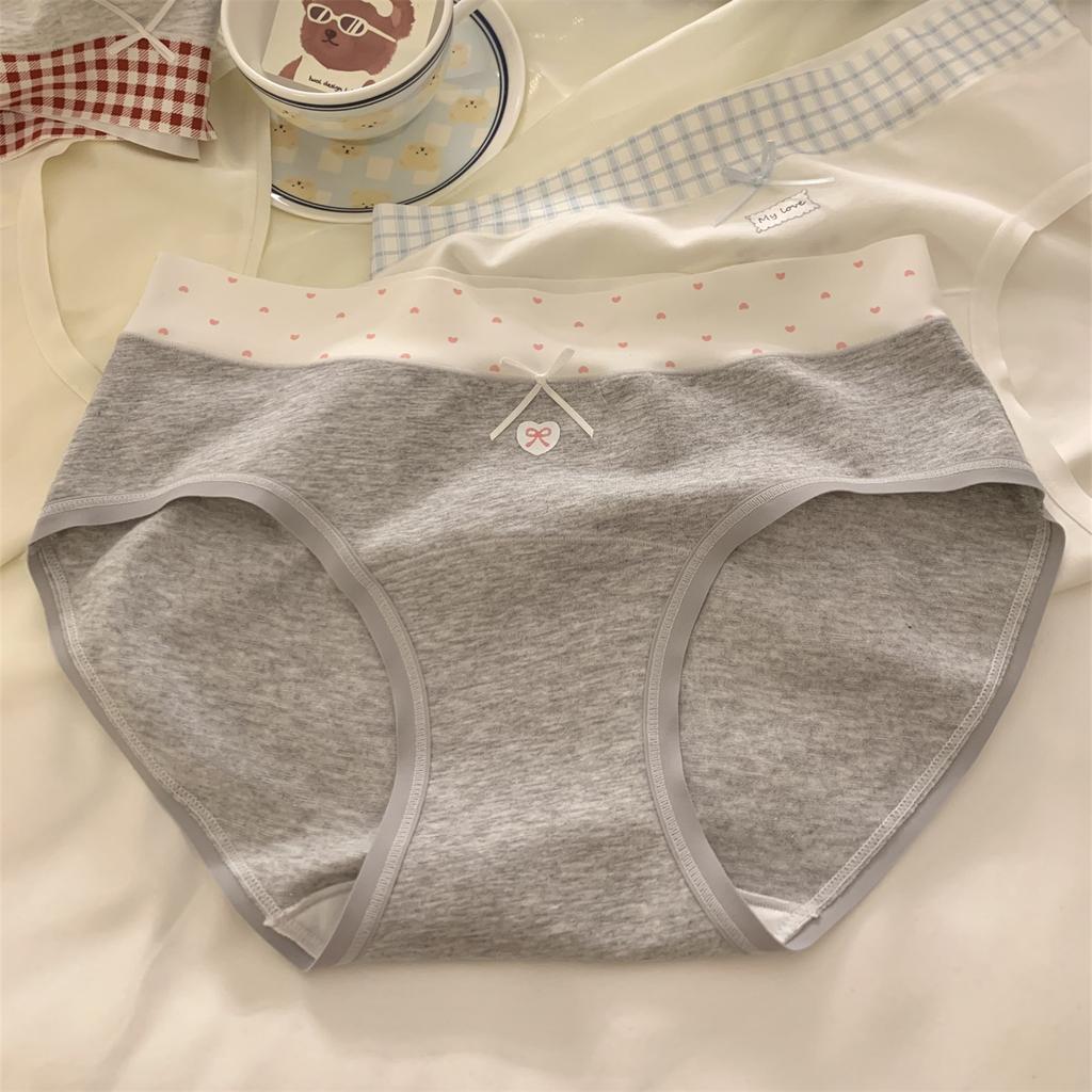 Girls Spring and Autumn Sweet All Match Splicing Cotton 10A Extension Antibacterial Crotch Triangle Briefs
