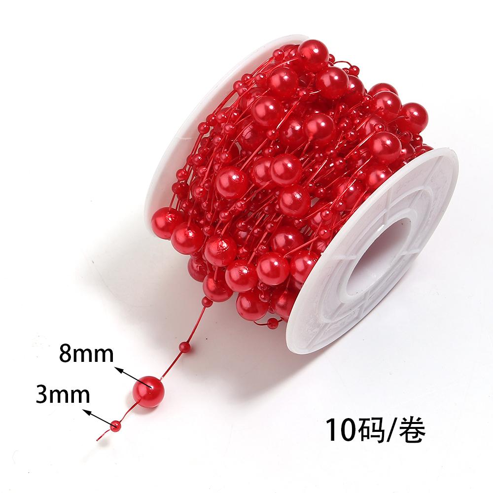 

10Yards ABS Imitation Pearl Bead Chain Link Chains For DIY Jewelry Making Necklace Bracelets Wedding Party Headwear Decoration червоний