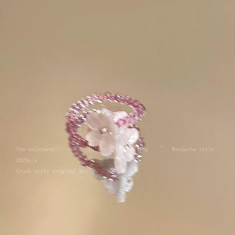 

Новий Романтичний Милий Фіалковий Квітковий Каблучка Весна Літо Еластичні Каблучки з Намистинками для Жінок Друзів Корея Пальцеві Ювелірні Аксесуари Подарунок resizable