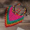 Ensemble de Bijoux Africains Bohème Vintage Fait Main Collier Ras-du-cou Perles de Bois Boucles d'Oreilles Pour Femmes Accessoires de Fête