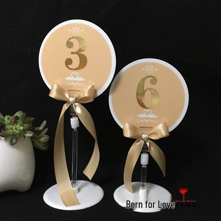 Champagne Gold Creative Wedding Table Card Holder & Number