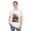 Cat Knitting Crochet Humor Yarn Rainbow Surreal Craft Unisex Softstyle T-Shirt