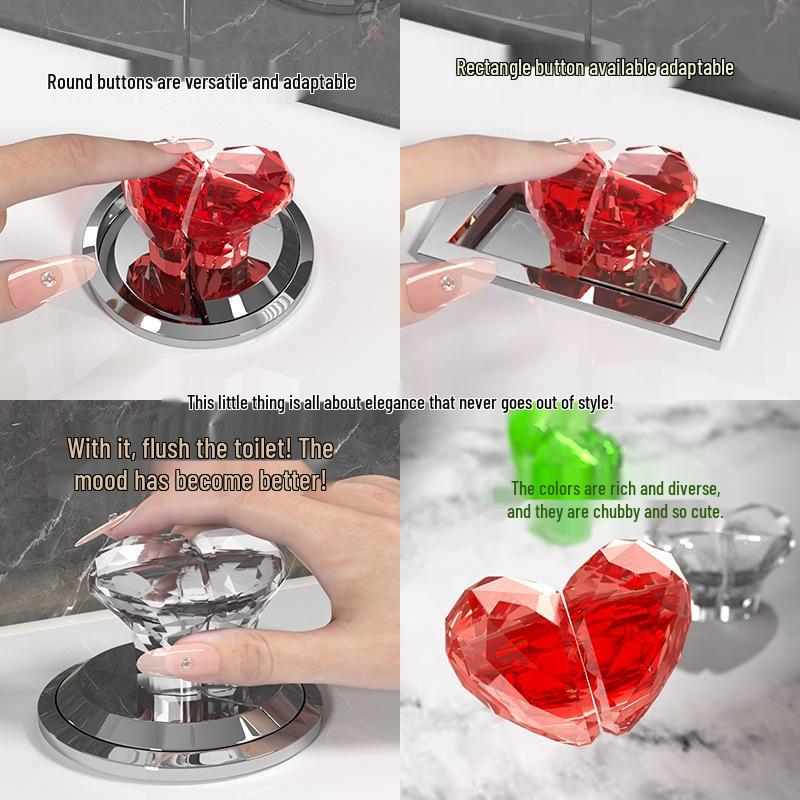 Herzförmiger, lange-Nägel-freundlicher Toilettenspülknopf mit Deckelheber