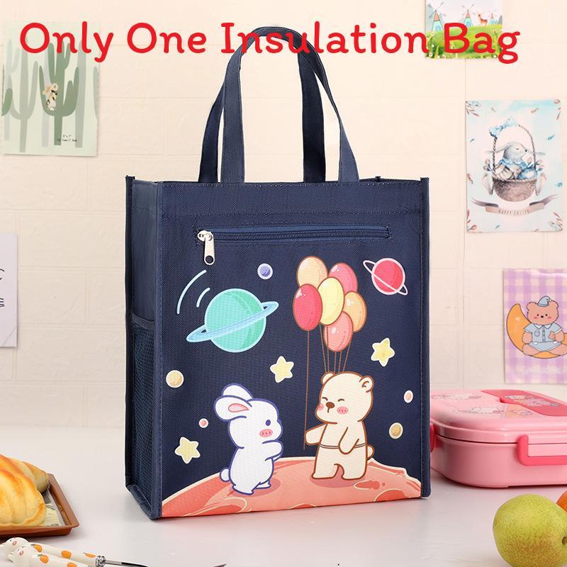 Borsa Pranzo per Bambini in Tessuto Oxford con Tasca per Bicchiere per Scuola e Viaggio