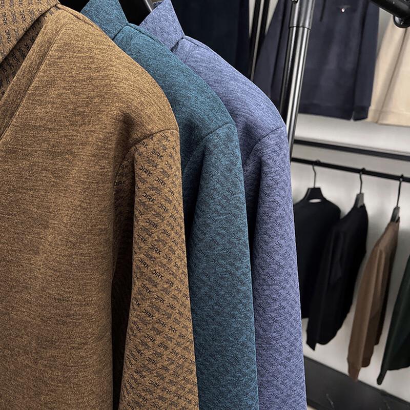 Men's Fleece-Lined Fake Two-Piece Shirt Collar Sweater