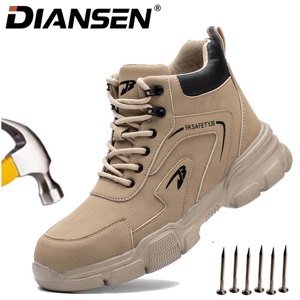 Water Resistant Safety Shoes High Top Steel Toe Boots for Men Light Work Shoes Anti-Puncture Indestructible Shoes Work Sneakers