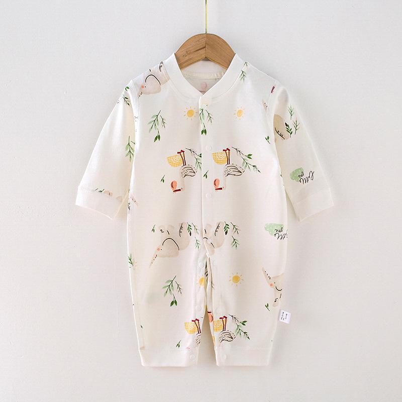 Combed Cotton Long-Sleeved Baby Romper for Newborns - Spring & Autumn
