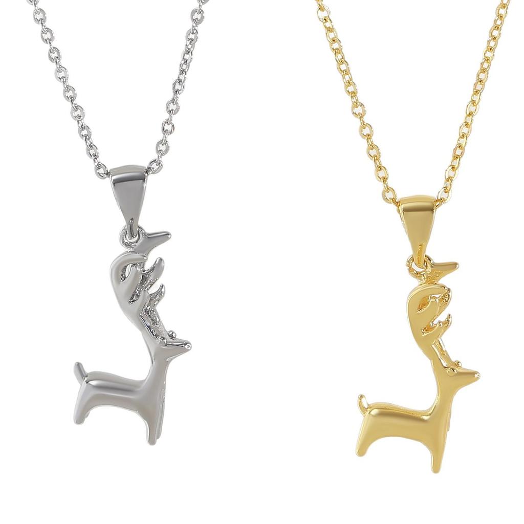 Korean-Style Gold-Plated Elk Pendant Clavicle Necklace - Sweet Christmas Gift