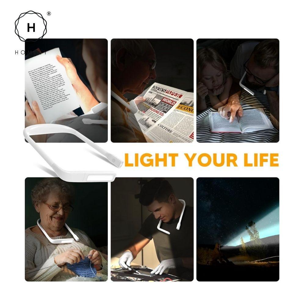 Homlly LED Neck Reading Light with 1800mah Rechargeable battery in 3 adjustable Colors & Brightness