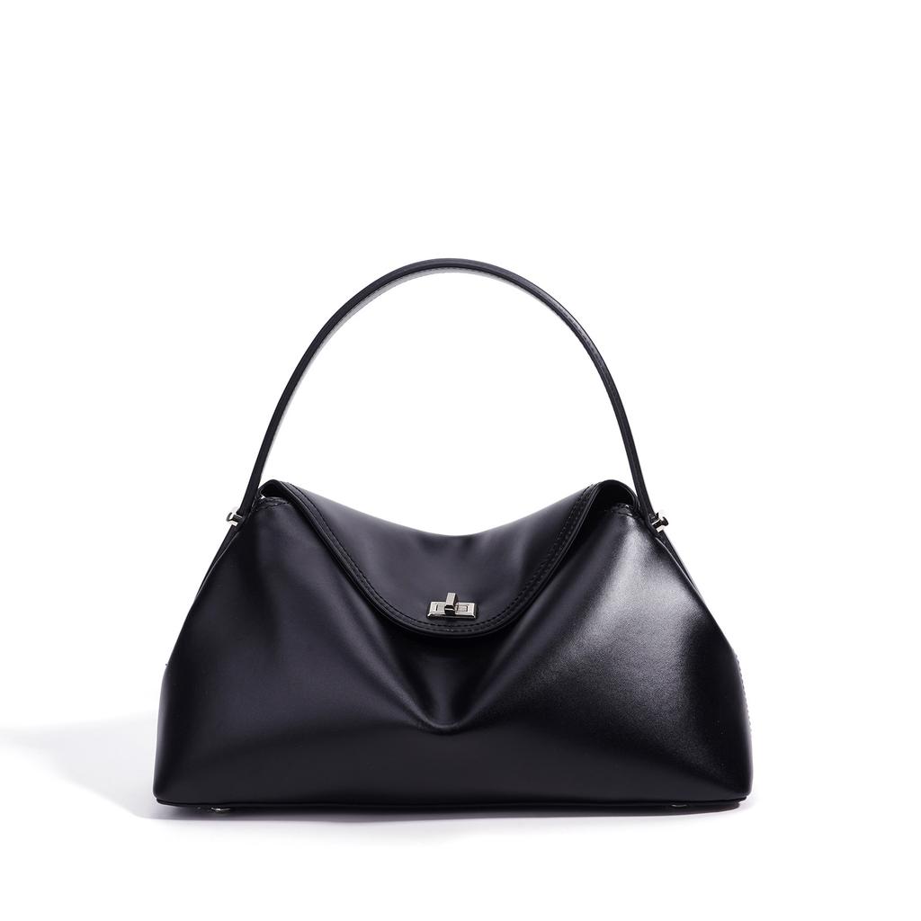 Designer genuine leather handbag, large capacity, simple and elegant, underarm shoulder commuter bag, hand-held crossbody bag