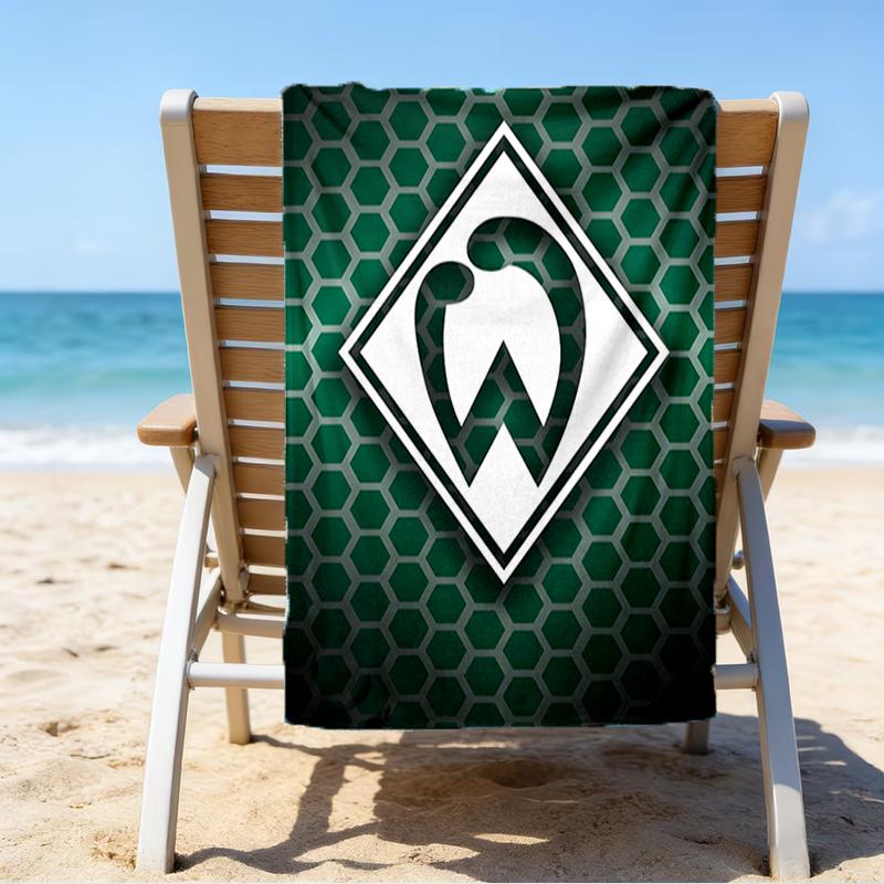 Green Werder Symbol Beach Towel - Soft, Absorbent Microfiber, Lightweight, Ideal for The Beach, Parties, Travel, Camping fan gifts