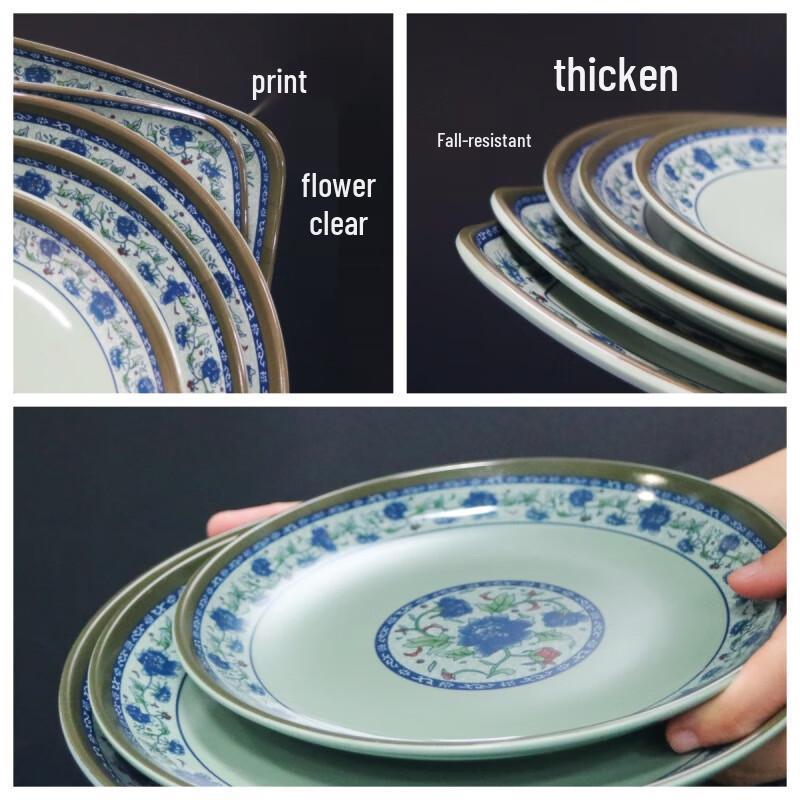 LIJIA FITMENT Melamine Blue & White Floral Noodle Bowl (10-Pack)