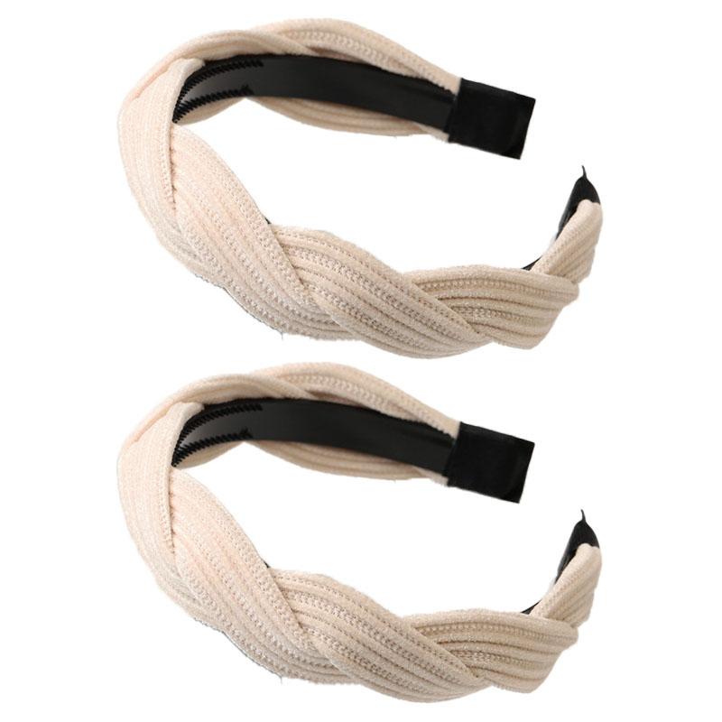 New Simple Wide Side Edge Fabric Hair Band Women Fashion Korean Retro Braided Headband Solid Knot Hoop Girls Hair Accessories