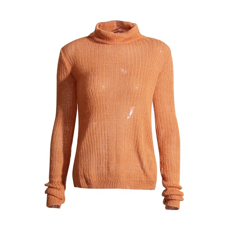 Spring 2025 Women's Lightweight Knit Sweater – Half-High Collar Seahorse Hair, Solid Color, Versatile and Stylish.