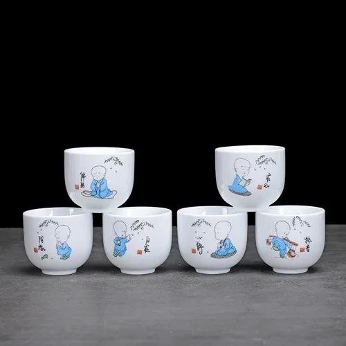 6pcs/lot Ceramic tea cup set Tourism tea set Kung Fu Tea Cup Portable brewing cup Housewarming gift Living room utensils 80ml