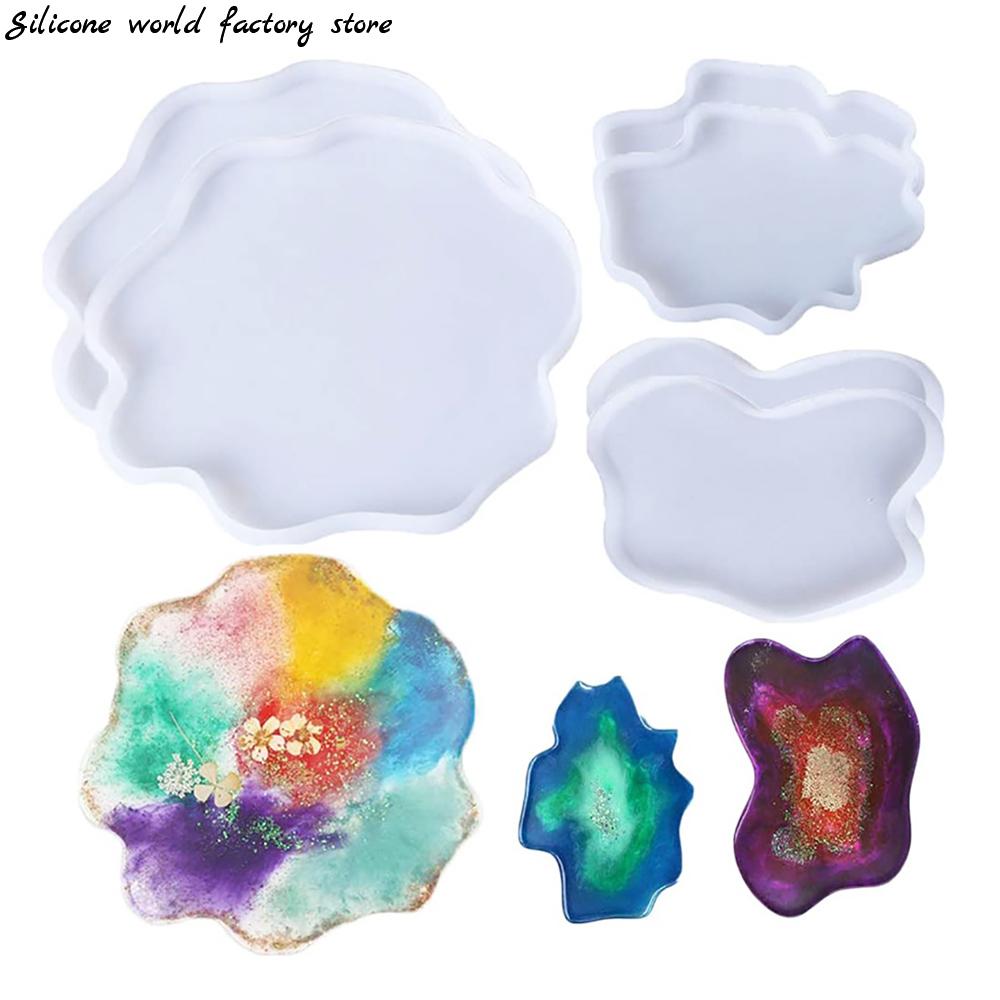 Silicone world Irregular Coaster Resin Silicone Mold UV Epoxy Resin Mold for Making Wine Glass Coffee Coaster Tray Home Decorate