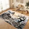 Floral Garden Theme Crystal Velvet Floor Rug Personalized Custom Name Text Warm Carpet Home Decoration
