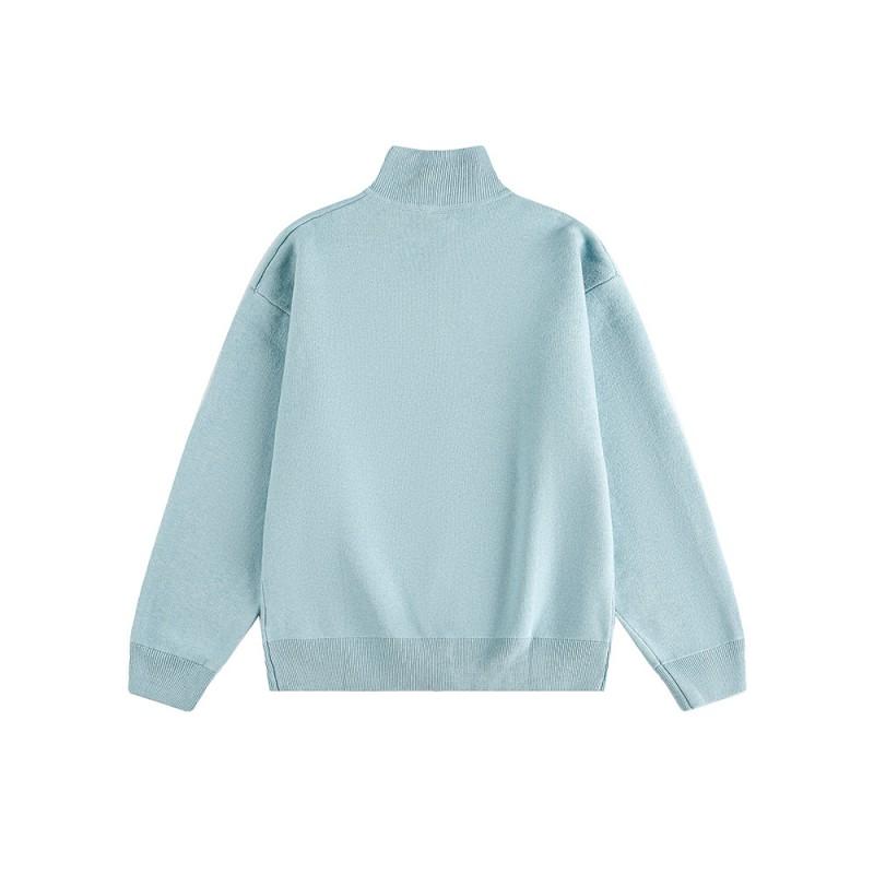 Unisex Oversized Knit Cardigan With Stand Collar Casual Loose Fit Pullover Fall Youth Fashion