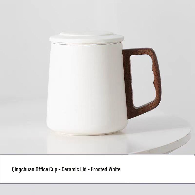 Geometric Ceramic Tea Brewing Cup with Lid and Filter