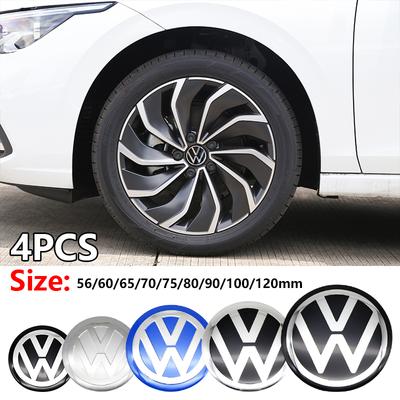 For VW 4Pcs 56/60/65/70/75/80/90/100/120mm 3D Car Wheel Stickers Center Hub Cap Emblem Badge Decal For VW Polo Passat GTI Golf 4 5 6 7
