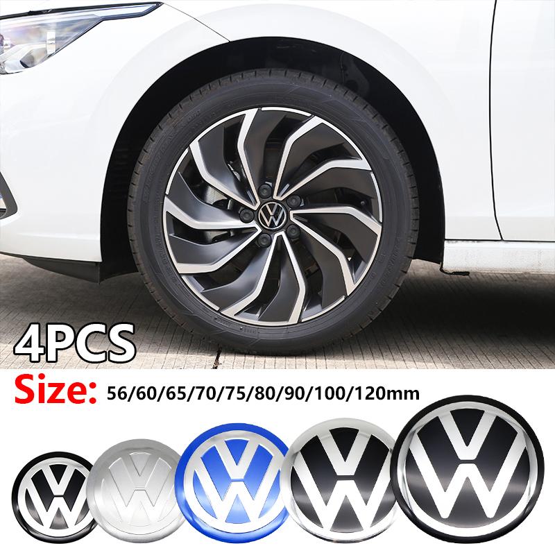 VW 56/60/65/70/75/80/90/100/120mm For VW Polo Golf 4 5 6 7 Passat GTI 4Pcs 3D Car Wheel Stickers Center Hub Cap Emblem Badge Decal EN1