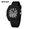 Sanda Barrel-Shaped Men's Dual Display Watch - Fashionable, Vibrant, Luminous, Waterproof, with Alarm Clock.