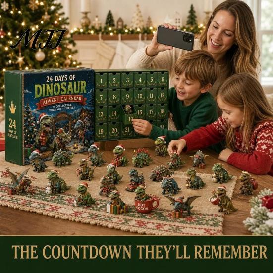 Unique Holiday Gift for Toddlers Dinosaur Advent Calendar, 24Pcs Acrylic Ornament Set with Cute Fun Surprise Toys Boys Girls Dino Figures, Christmas