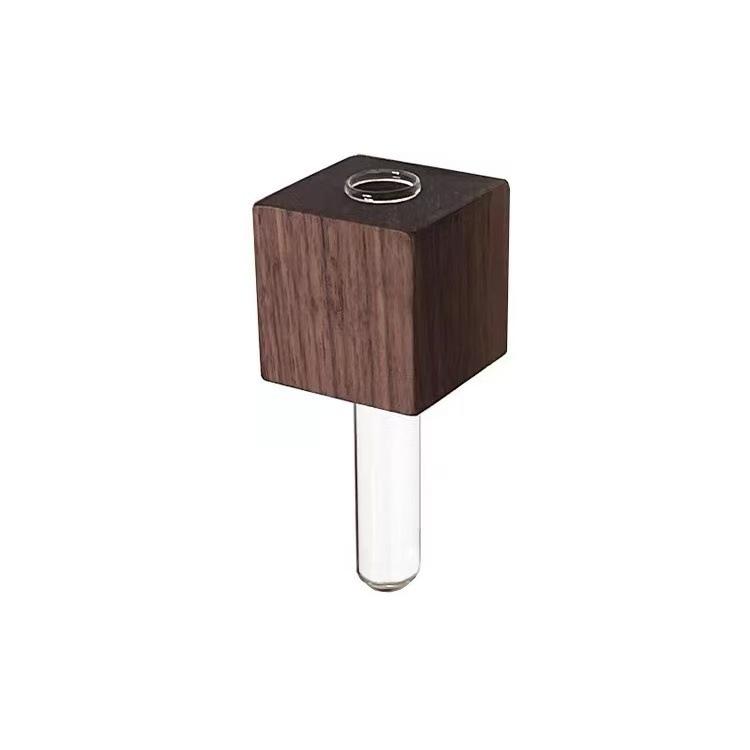 Holz Magnetischer Blumenhalter Reagenzglas Vase Set mit 2 Stück Kreatives Minimalistisches Design Funktionaler Kühlschrankmagnet mit Glaseinsatz