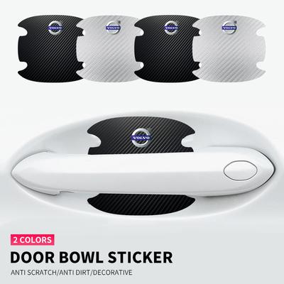 4 pièces Autocollants de Protection de Poignée de Cuillère de Porte de Voiture en Fibre de Carbone Pour Volvo V60 XC60 XC90 S60 XC40 V40 S80 T6 V90 EX90 S90 V70 Accessoires