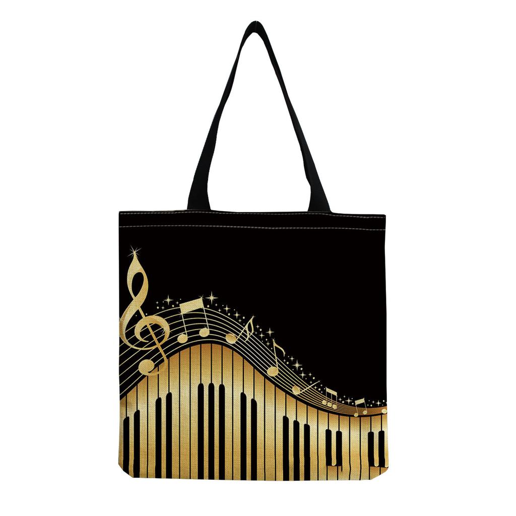 Sac Cabas Vintage en Lin pour Femme - Grande Capacité Sac à Bandoulière Imprimé Piano pour Usage Quotidien & Courses KTB