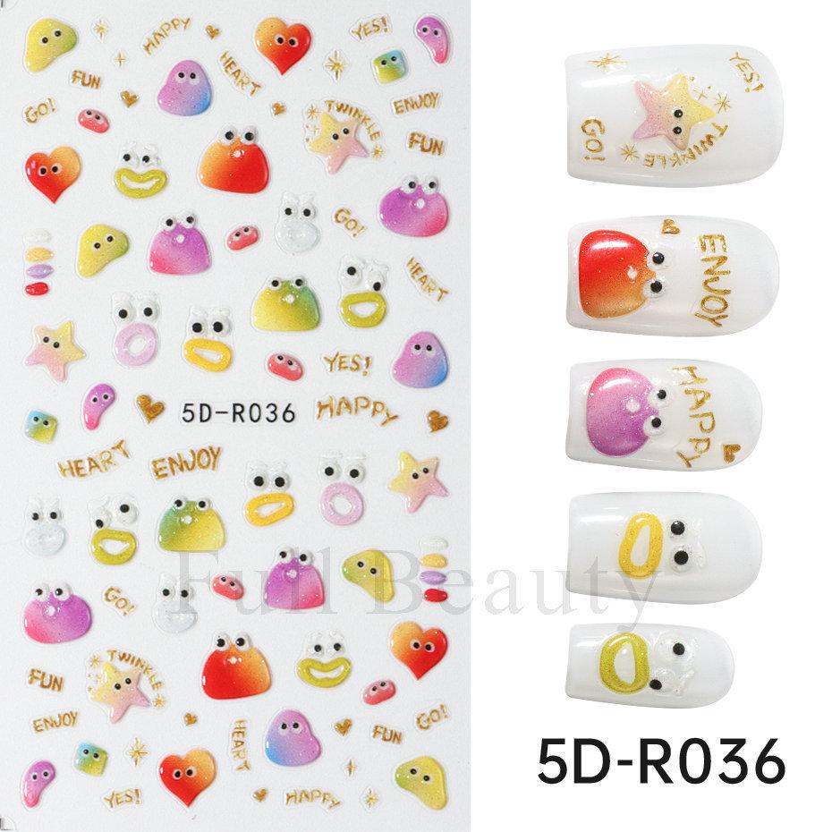 Nail Art Stickers Romantic Valentine's Day Mini Colorful Heart Embossed Three-dimensional Adhesive Nail Stickers