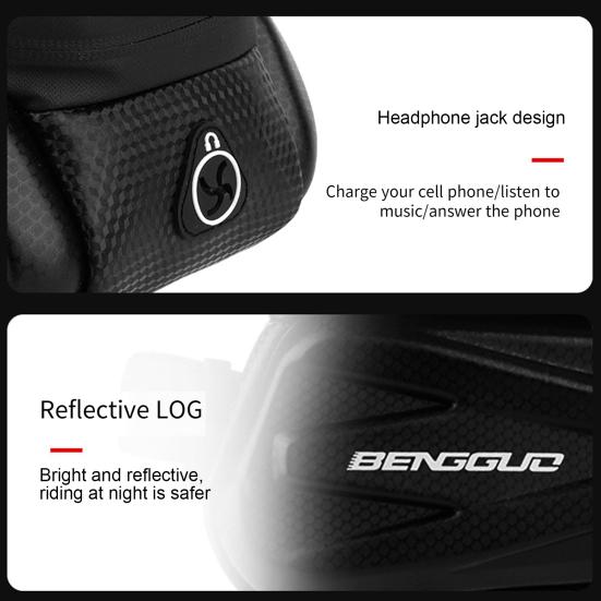 Voděodolná cyklistická taška s velkou kapacitou, zapínání na zip, dotykové ovládání, design, pouzdro na telefon, univerzální, snadno instalovatelná cyklistická taška-organizér