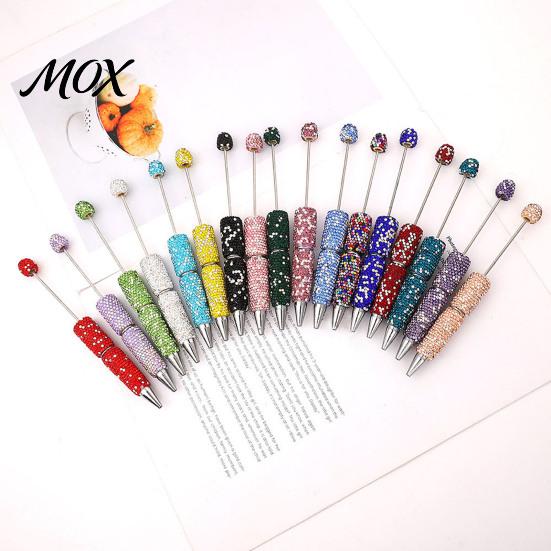 Beaded Ballpoint Pen Diamond Beadable Pens, Bling Rhinestone DIY Bead Pen, Crystal Shaft Decorative Black Ink Pens for Decorations Office School