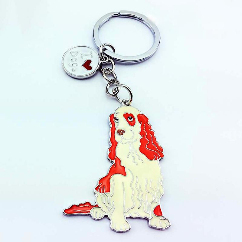 Brittany Spaniel Dog Animal Silver Charm Purse//Backpack Key Finder Ring