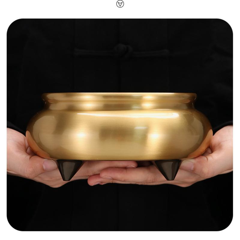 Home Decoration Accessories Copper Incense Burner Ornaments Smooth Incense Burner Large Edge Furnace Home Offerings 1pcs Censer