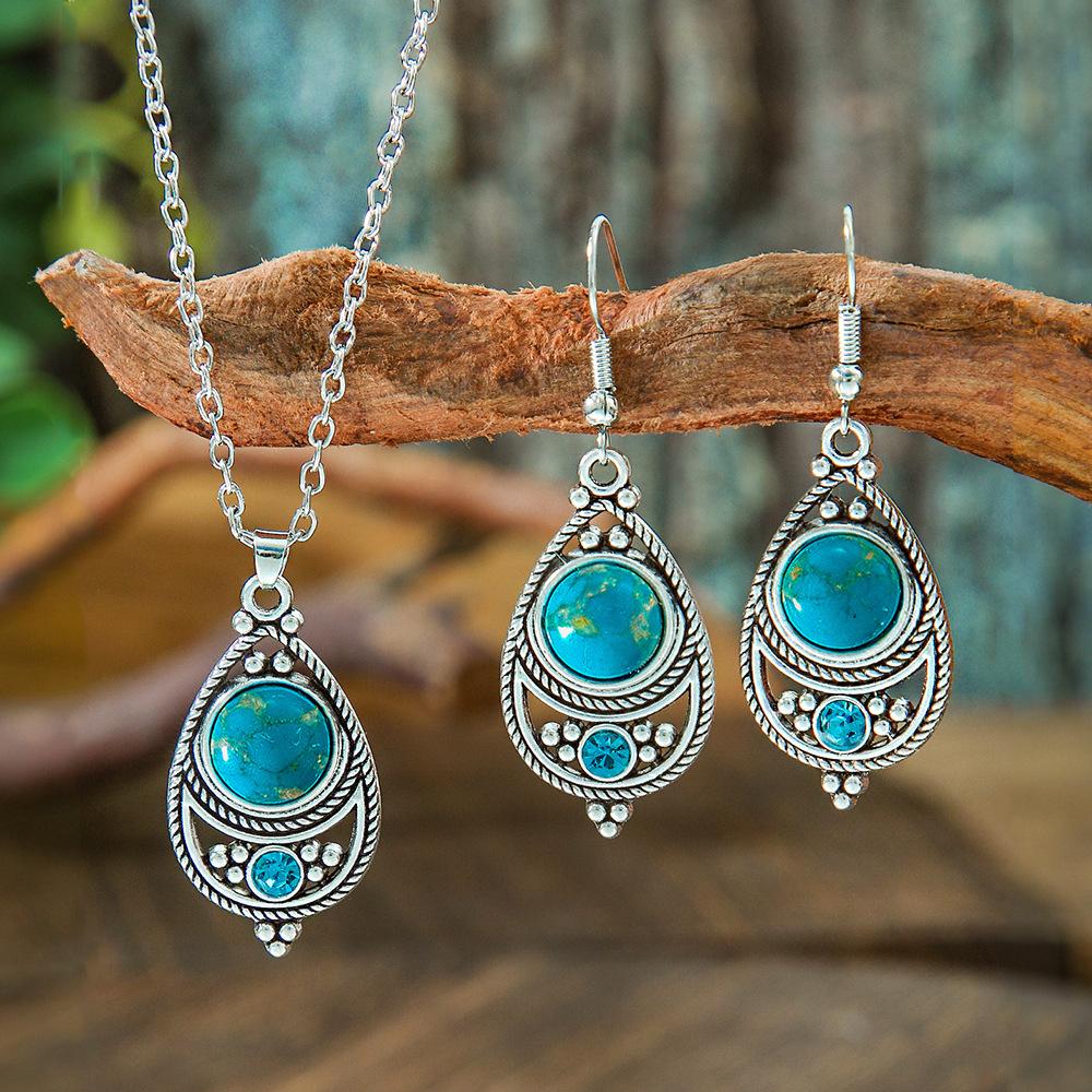 Popular Alloy Diamond Earrings Necklace, Geometric Personality Bohemian Ethnic Style Jewelry Yiwu