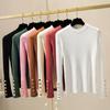 Women Thick Sweater Pullovers Khaki Casual Autumn Winter Button O Neck Chic Sweater Female Slim Knit Soft Jumper