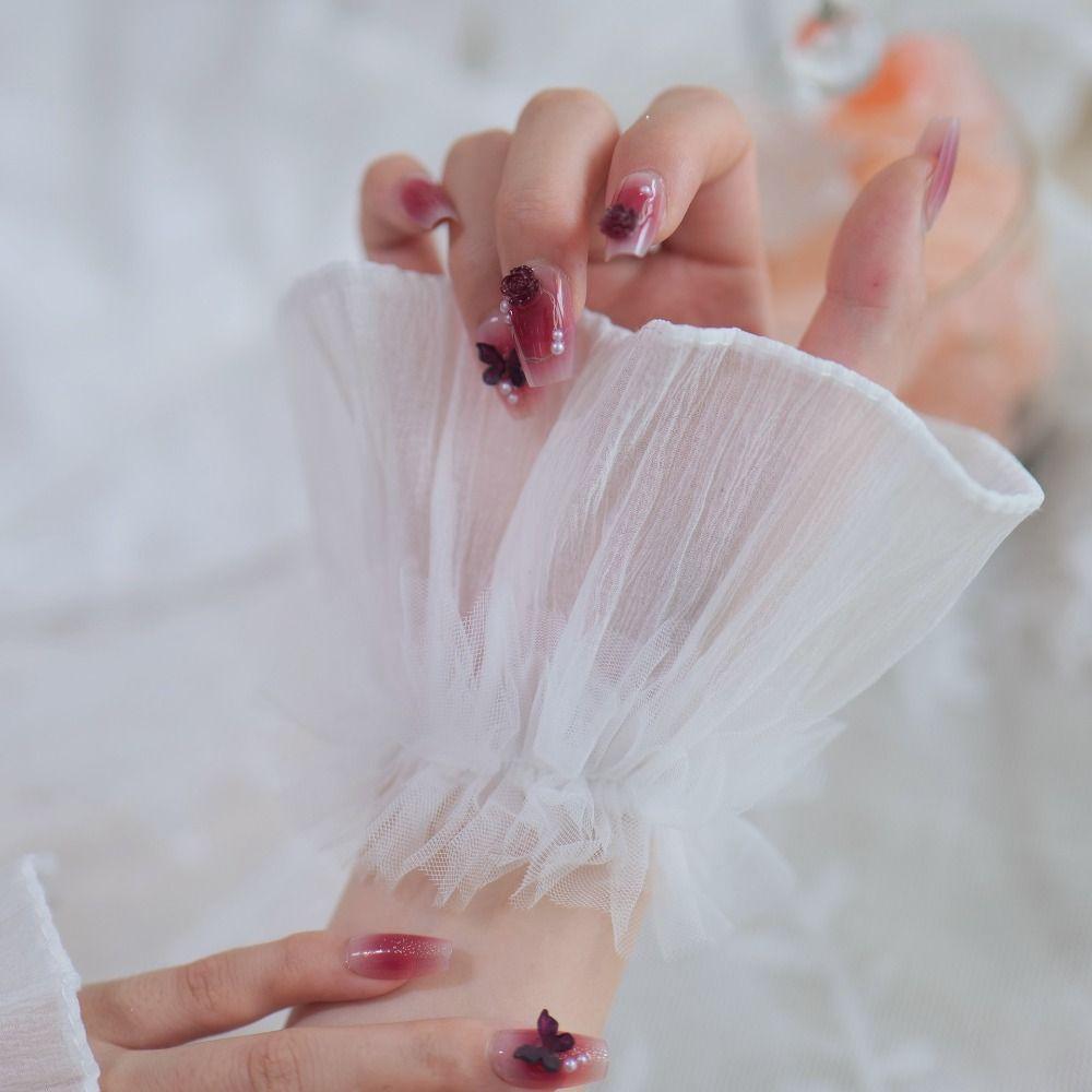 New Removable Flared Cuffs Tulle White Fake Cuff False Sleeve Ornaments Nail Art Accessories